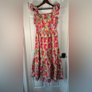 NWT Peyton & Parker Mommy & Me Pink Floral Midi Flutter Sleeve Dress Size Large